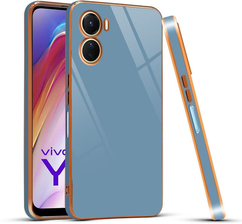 Accesories Legacy Back Cover for Vivo Y16 /Vivo Y56 5G Back Cover | Gold Electroplating 6D Chrome  (Blue, Dual Protection, Pack of: 1)