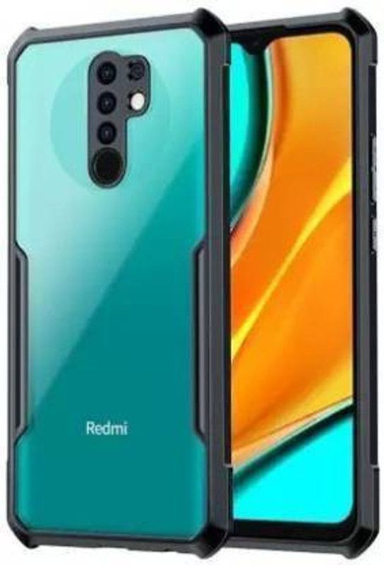 Flospy Back Cover for Poco M2  (Black, Transparent, Camera Bump Protector, Pack of: 1)