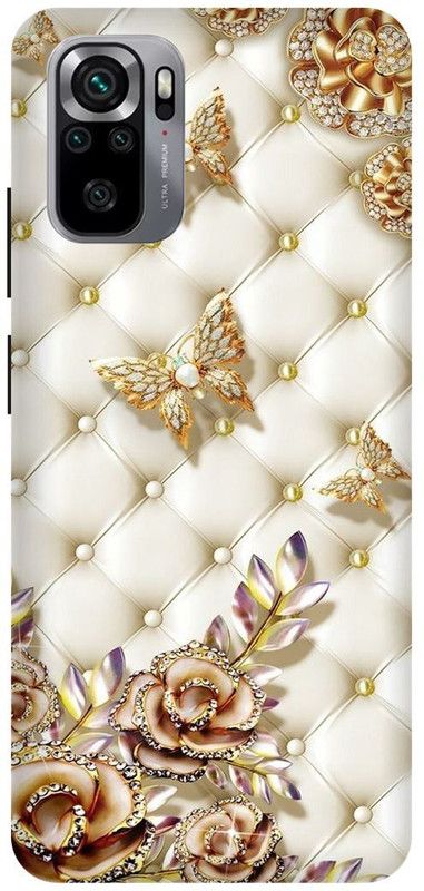 DIKRO Back Cover for REDMI Note 10, MATTRESS, BUTTERFLY, GOLDEN, BUTTERFLY  (Gold, Hard Case, Pack of: 1)