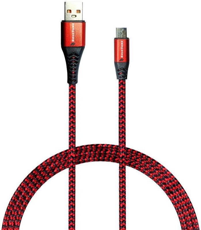 Soletune Micro USB Cable 1 m DC-001  (Compatible with Smartphones, Red, Black, One Cable)
