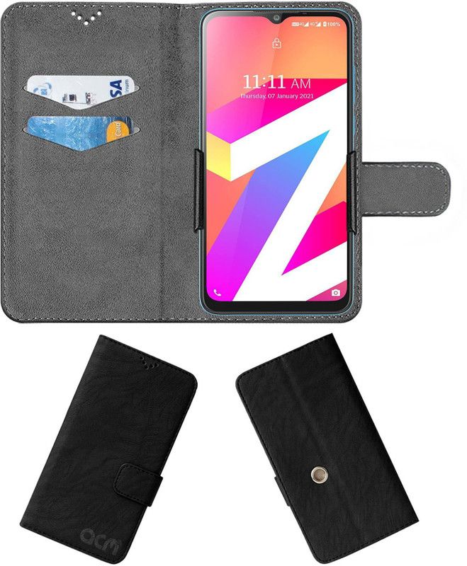 ACM Flip Cover for Lava Z3  (Black, Cases with Holder, Pack of: 1)