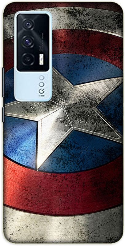 iprinto Back Cover for iQOO 7, iQOO 7 5G Captain America Shield Superhero Back Cover  (Silver, Hard Case, Pack of: 1)