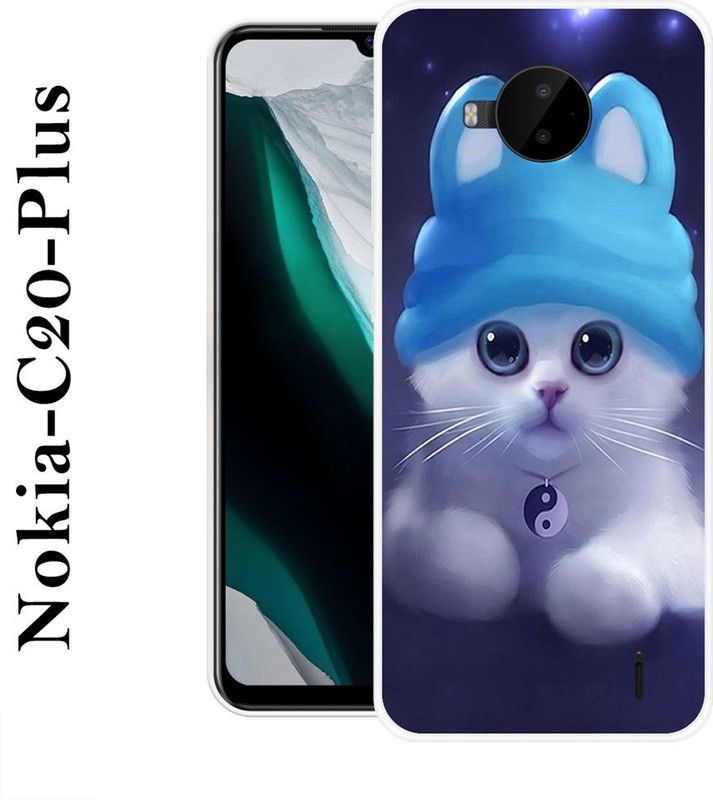 INDIALAND Back Cover for Nokia C20 Plus  (Blue, White, Grip Case, Silicon)