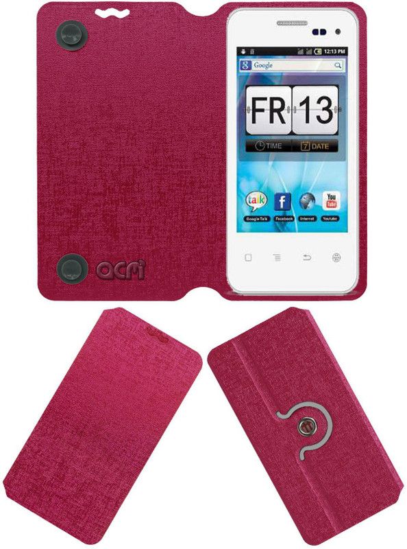 ACM Flip Cover for Spice Mi-355 Stellar Craze  (Pink, Cases with Holder, Pack of: 1)