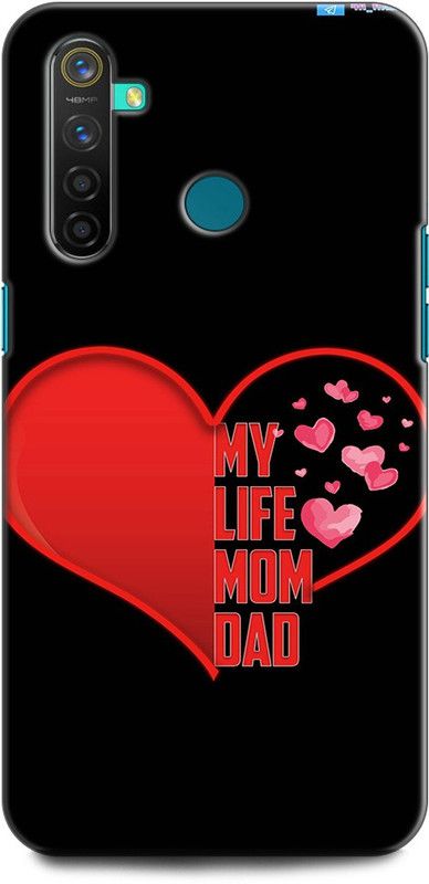 INDICRAFT Back Cover for Realme 5 Pro, RMX1971 MOTHER, MAA, FATHER, LIFE LINE, I LOVE MY MOM DAD  (Multicolor, Shock Proof, Pack of: 1)