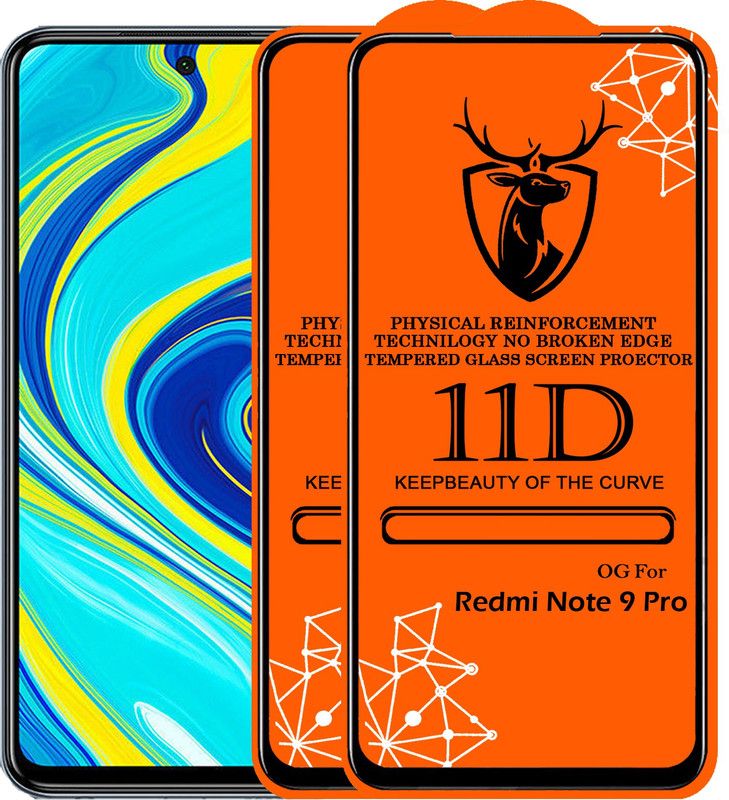 11D Edge To Edge Tempered Glass for 11D Glass - Redmi NOTE 9PRO (Pack Of 2)  (Pack of 2)