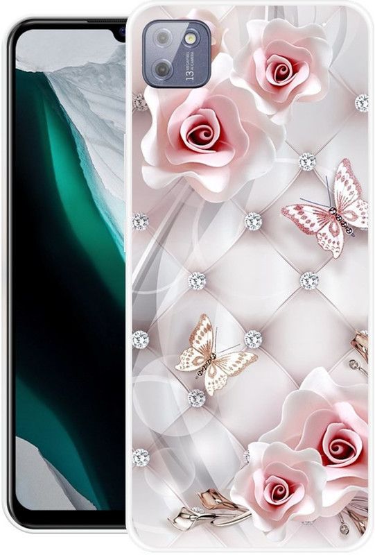 INDIALAND Back Cover for Lava Z2 Max  (Pink, White, Silicon)