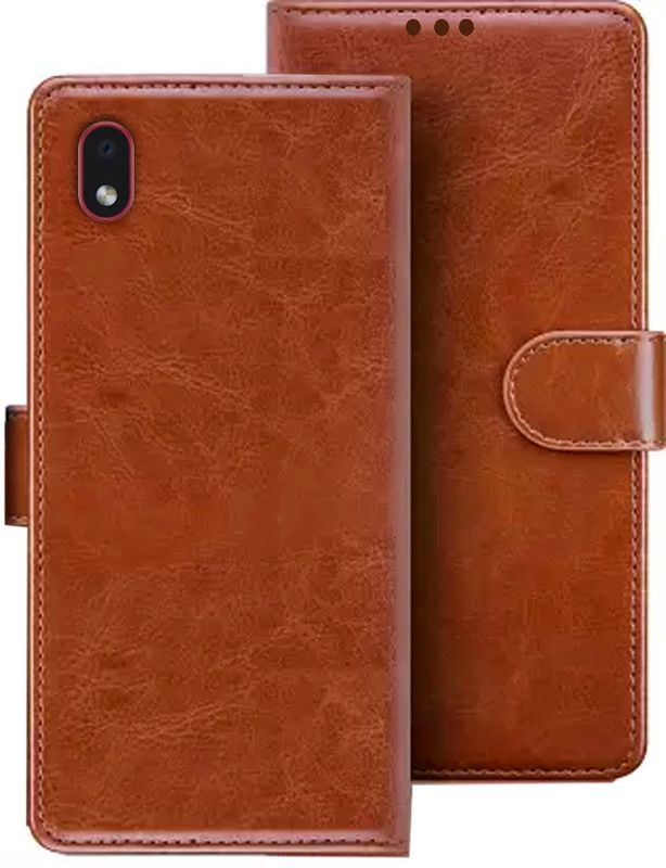 HANIRY Flip Cover for Samsung M01 Core flip cover | SM-M013F flip cover | SM-M013F | Brown  (Brown, Magnetic Case)