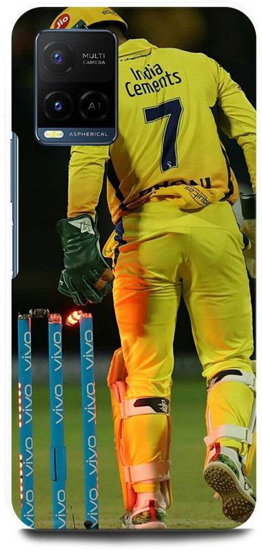 FIKORA Back Cover for Vivo Y21T, V2135, MS, DHONI, MAHENDRA, SINGH, DHONI, CSK, PLAYER  (Yellow, Hard Case, Pack of: 1)