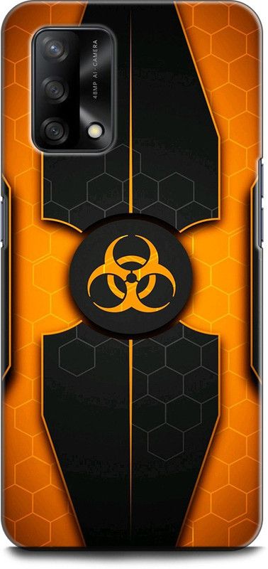 INDICRAFT Back Cover for OPPO F19, CPH2219 BIOHAZARD, RADIATION, SYMBOL, ORANGE, SPOTS, HEXAGONS, PAINTING  (Multicolor, Dual Protection, Pack of: 1)