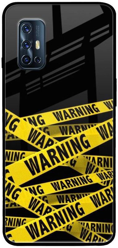 QRIOH Glass Back Cover for Vivo V17  (Black, Yellow, Grip Case, Silicon, Pack of: 1)