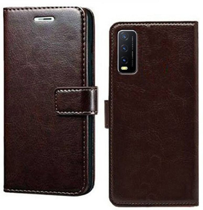 Mashgul Flip Cover for Vivo Y20, Vivo Y20i, Vivo Y20A, Vivo Y20G, Vivo Y20T, Vivo Y12s, Vivo Y12G  (Brown, Shock Proof, Pack of: 1)