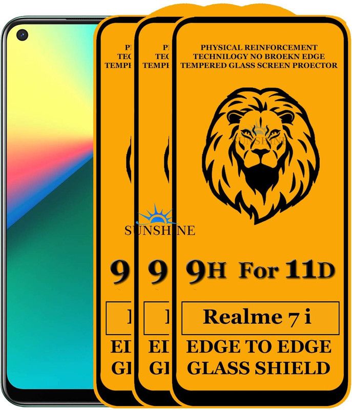 SUNSHINE Edge To Edge Tempered Glass for Realme 7i  (Pack of 3)