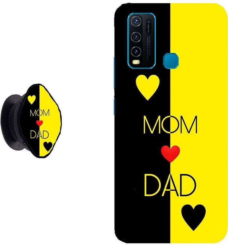 My Swag Back Cover for Vivo Y30, Vivo Y50  (Black, Yellow, Cases with Holder, Pack of: 1)