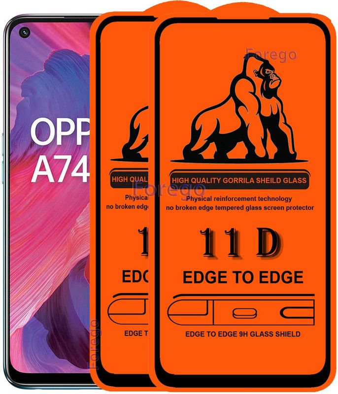 Forego Edge To Edge Tempered Glass for Oppo A74 5G  (Pack of 2)