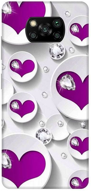 UMPRINT Back Cover for Poco X3/MZB9965IN Pink heart, Love Printed Back Cover  (Multicolor, Hard Case, Pack of: 1)