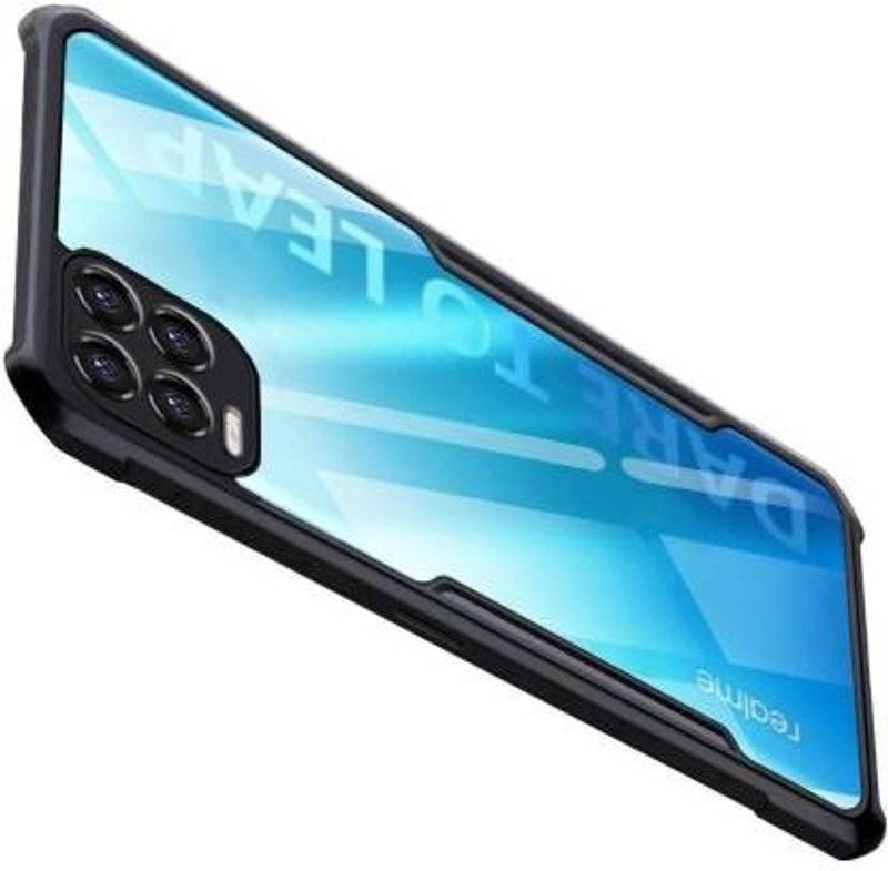 kursa hub Back Replacement Cover for Realme 8, Realme 8 Pro  (Black, Transparent, Shock Proof, Pack of: 1)