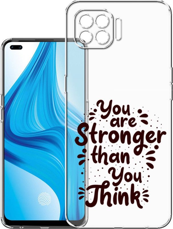 HANIRY Back Cover for Oppo Reno 4 Lite / CPH2125 mobile cover | YOU STRONGER THEN YOU THINK TEXT | PNG_83  (Multicolor, Flexible, Silicon, Pack of: 1)