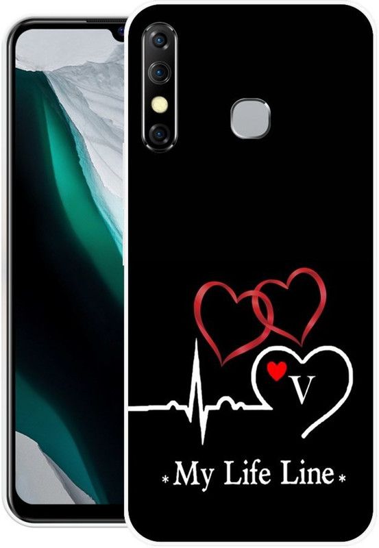 ROCKPRINT Back Cover for Infinix Hot 8  (Black, White, Grip Case, Silicon, Pack of: 1)