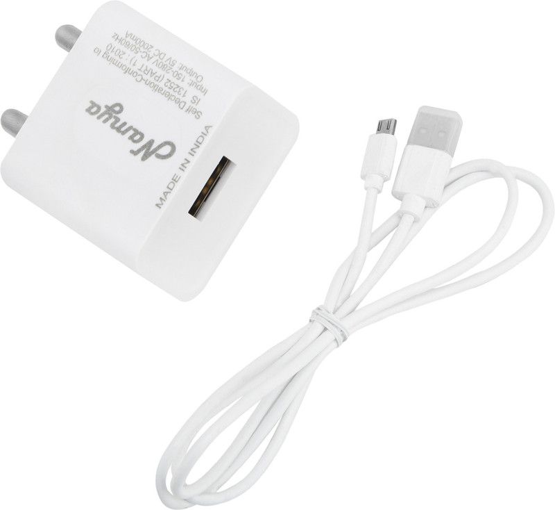 NAMYA 5 W NA 1 A Mobile 2A. FAST CHARGER &SYNC/DATA CABLE FOR MCRO___MX X UNITE Charger with Detachable Cable  (White, Cable Included)