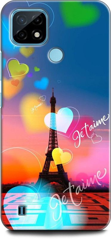 INDICRAFT Back Cover for Realme C21Y, RMX3261 EIFFEL TOWER, PARIS, HEARTS, LOVE, COLORFUL  (Multicolor, Dual Protection)