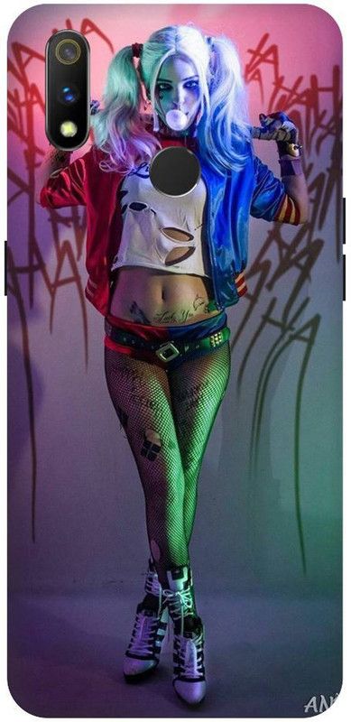 URCHIN Back Cover for Realme 3 harley quinn, joker gf, girl, cute, joker and harley, movie, suicide sqad  (Multicolor, Shock Proof, Pack of: 1)