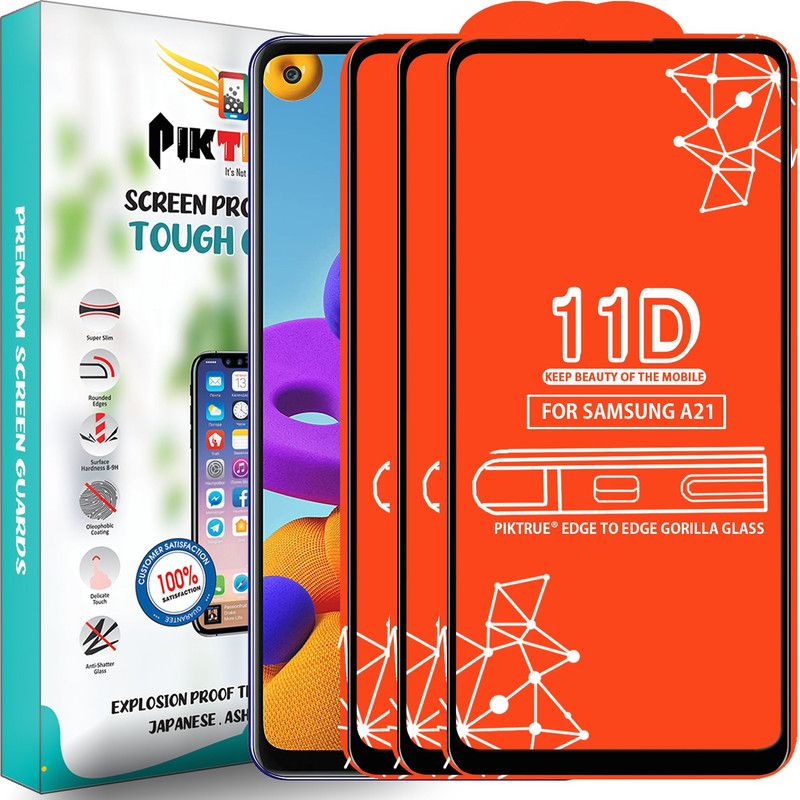 PikTrue Edge To Edge Tempered Glass for Samsung Galaxy A21  (Pack of 3)