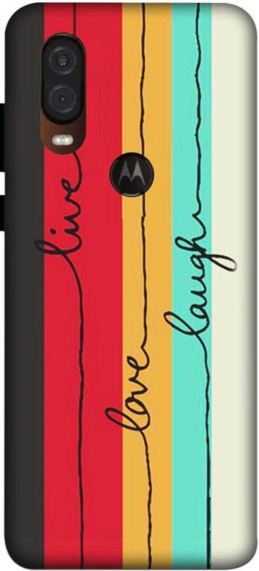 NDCOM Back Cover for Motorola One Vision Live Love Laugh Stripes Printed  (Multicolor, Hard Case, Pack of: 1)