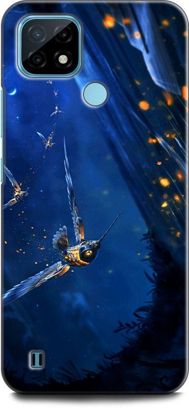 INDICRAFT Back Cover for Realme C21Y, RMX3261 SPACE, GALAXY, STARS, BIRD, BLUE, NATURE,  (Multicolor, Dual Protection, Pack of: 1)
