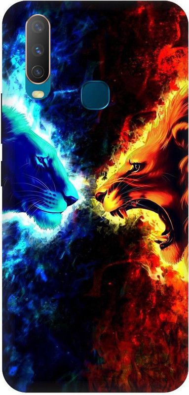 Zaplab Back Cover for Vivo Y17, 1902, Ice Tiger and Fire Tiger Printed  (Multicolor, Hard Case, Pack of: 1)