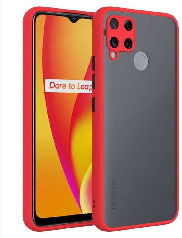 AOnes Back Cover for Realme C15  (Red, Cases with Holder, Pack of: 1)