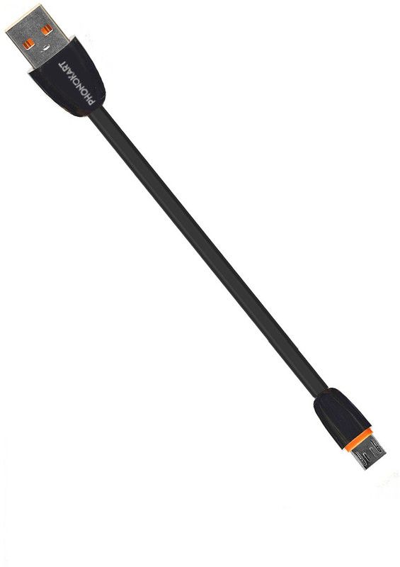 PHONOKART Micro USB Cable 2.4 A 0.2 m TPE SPORTS Shor  (Compatible with MOBILE, powerbank, TABLET, Black, One Cable)
