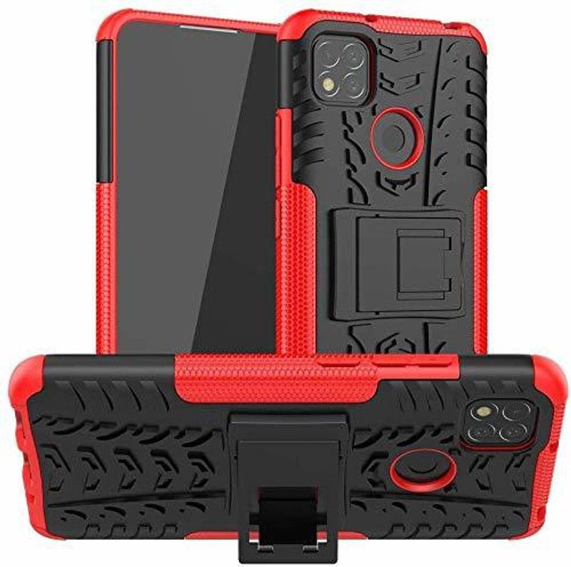 MOBIRUSH Back Cover for Redmi 9  (Red, Rugged Armor, Pack of: 1)