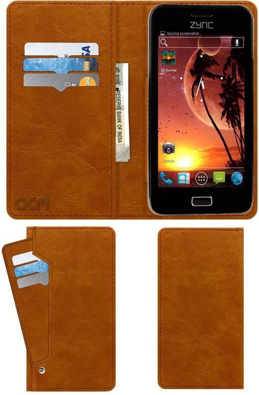 ACM Flip Cover for Zync Cloud Z5  (Gold, Cases with Holder)