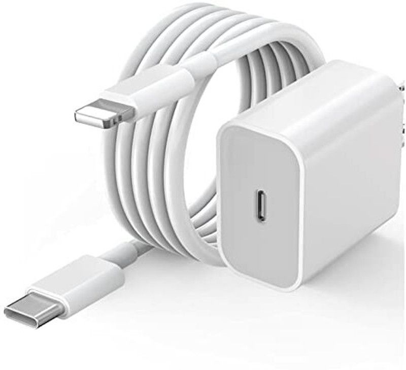 ASWORLD NA 3 A Mobile 20W Charger Compatible Apple iPhone 13,12,11,X Series Charger with Detachable Cable  (White, Cable Included)