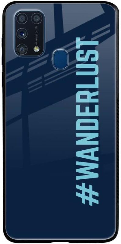 QRIOH Glass Back Cover for Samsung Galaxy M31 Prime  (Blue, Grip Case, Silicon, Pack of: 1)