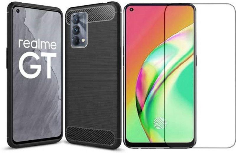 RAWAT Back Cover for Realme GT Master Edition Back Cover + Tempered Glass  (Black, Transparent, Shock Proof, Pack of: 2)