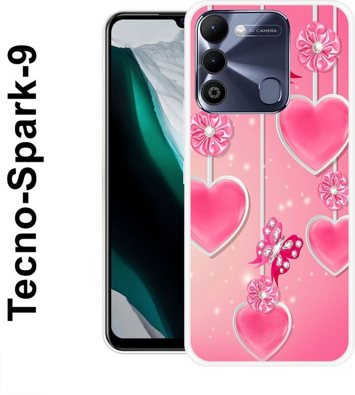 KLC Back Cover for Tecno Spark 9  (Pink, White, Grip Case, Silicon)