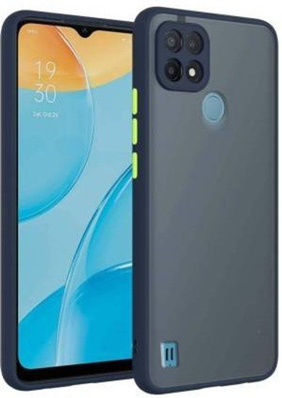 Deemoksh Back Cover for Realme C21 Smoke Shockproof Semi Transparent Camera Protection  (Blue, Dual Protection)