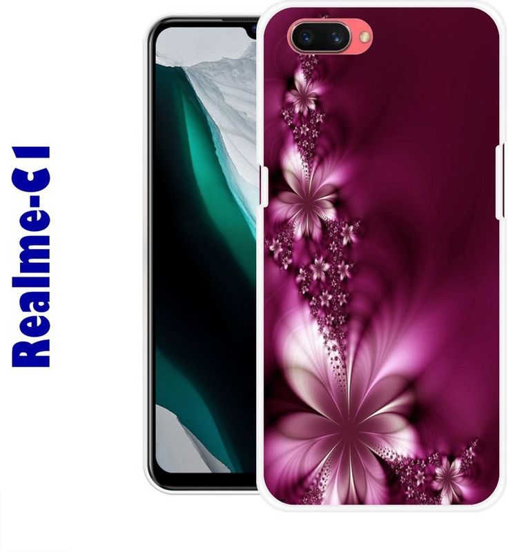CellWorld Back Cover for Realme C1  (Purple, White, Grip Case, Silicon)