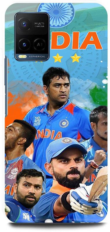 FIKORA Back Cover for Vivo Y21A, V2111, MS, DHONI, VIRATKOHLI, ROHITSHARMA  (Blue, Hard Case, Pack of: 1)