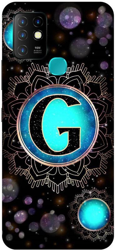 FIKORA Back Cover for Infinix Hot 10, X682B, G, NAME, LETTER, ALPHABET  (Blue, Hard Case, Pack of: 1)