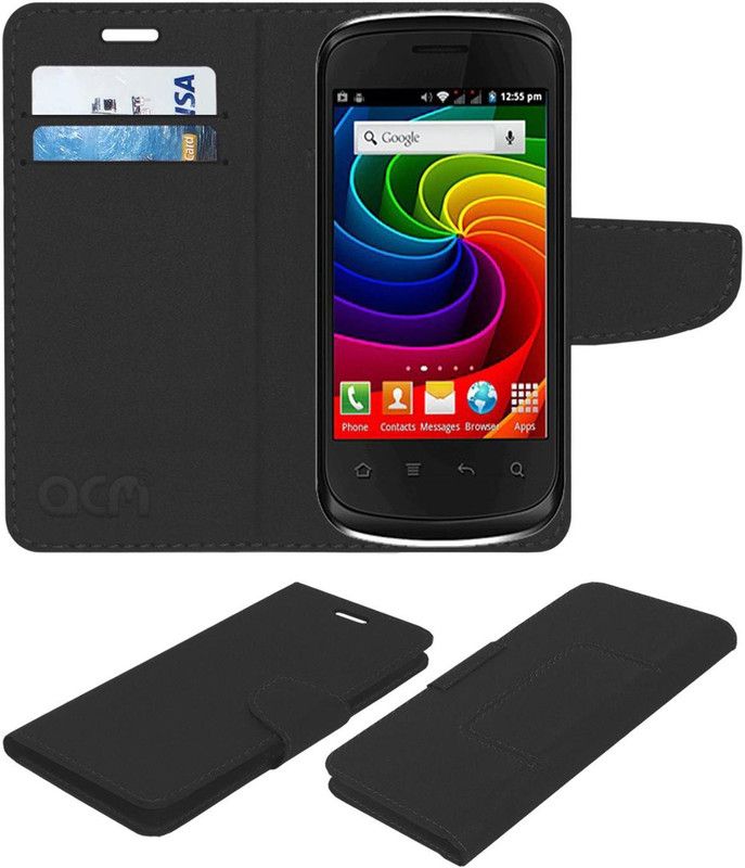 ACM Flip Cover for Micromax Bolt A27  (Black, Cases with Holder, Pack of: 1)