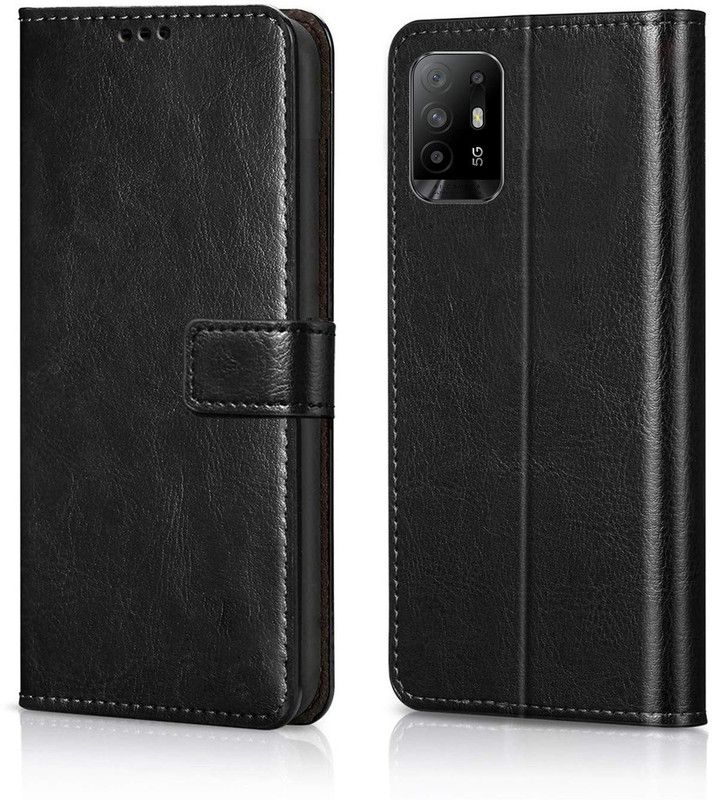 Nuvak Flip Cover for OPPO F19 Pro+ 5G  (Black, Magnetic Case, Pack of: 1)