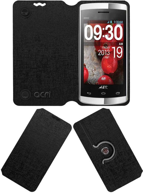 ACM Flip Cover for Ak 3333  (Black, Cases with Holder, Pack of: 1)