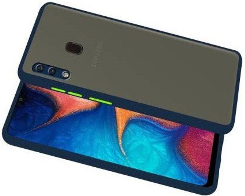 OffersOnly Back Cover for Samsung Galaxy A20 Air Shock  (Blue, Matte Finish, Silicon, Pack of: 1)