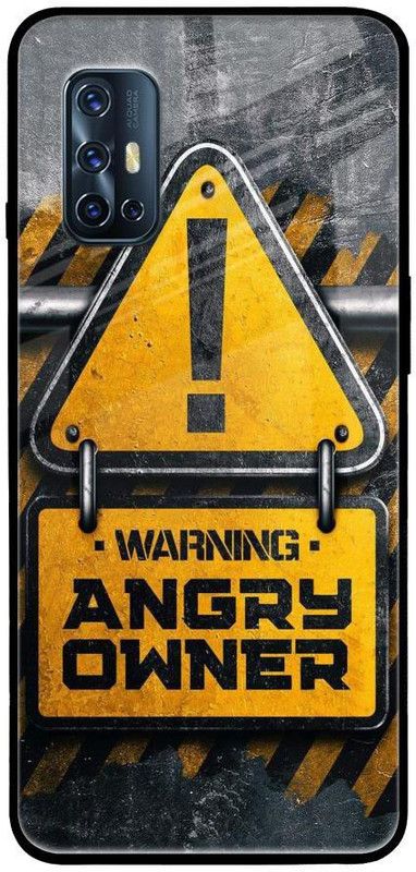 QRIOH Glass Back Cover for Vivo V19  (Black, Yellow, Grip Case, Silicon, Pack of: 1)