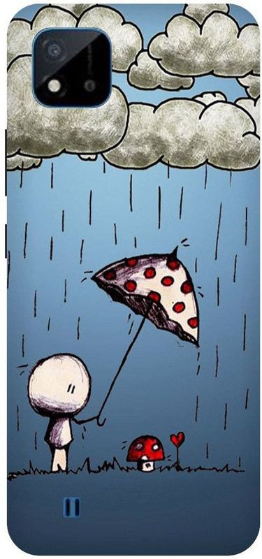Bluvver Back Cover for Realme C20,RMX3061, Printed Rain,Umbrella Back Cover  (Multicolor, Hard Case, Pack of: 1)