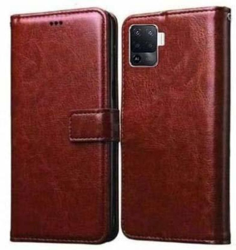 Rakulo Flip Cover for Oppo F19 Pro  (Brown, Dual Protection, Pack of: 1)