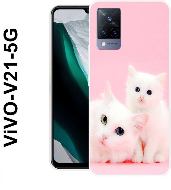 REALKING Back Cover for Vivo V21 5G  (Pink, White, Silicon)